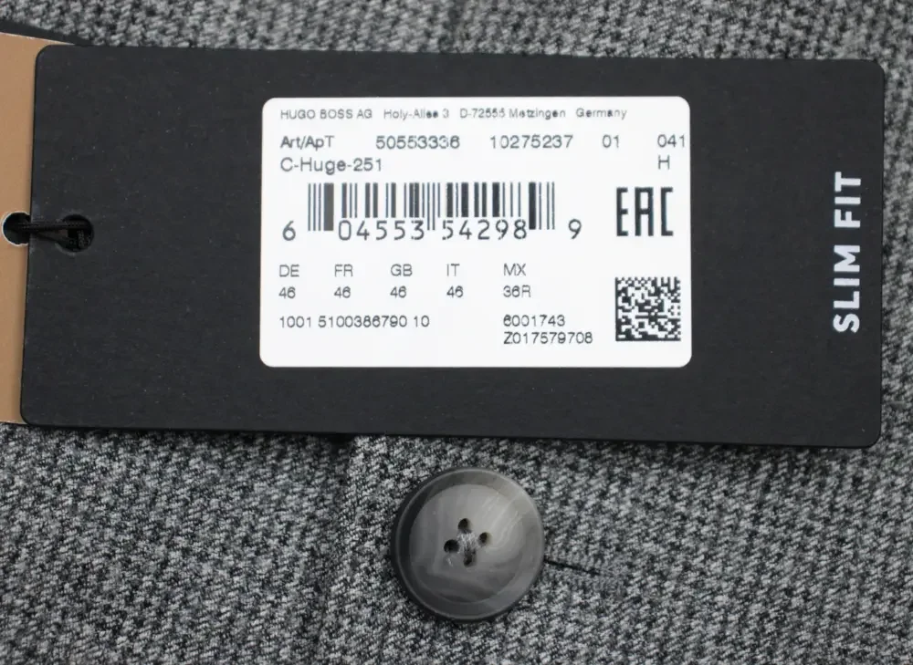 Hugo Boss C-Huge-251 Sport Coat 38 R Mens Grey Slim Fit Wool Two Button Blazer